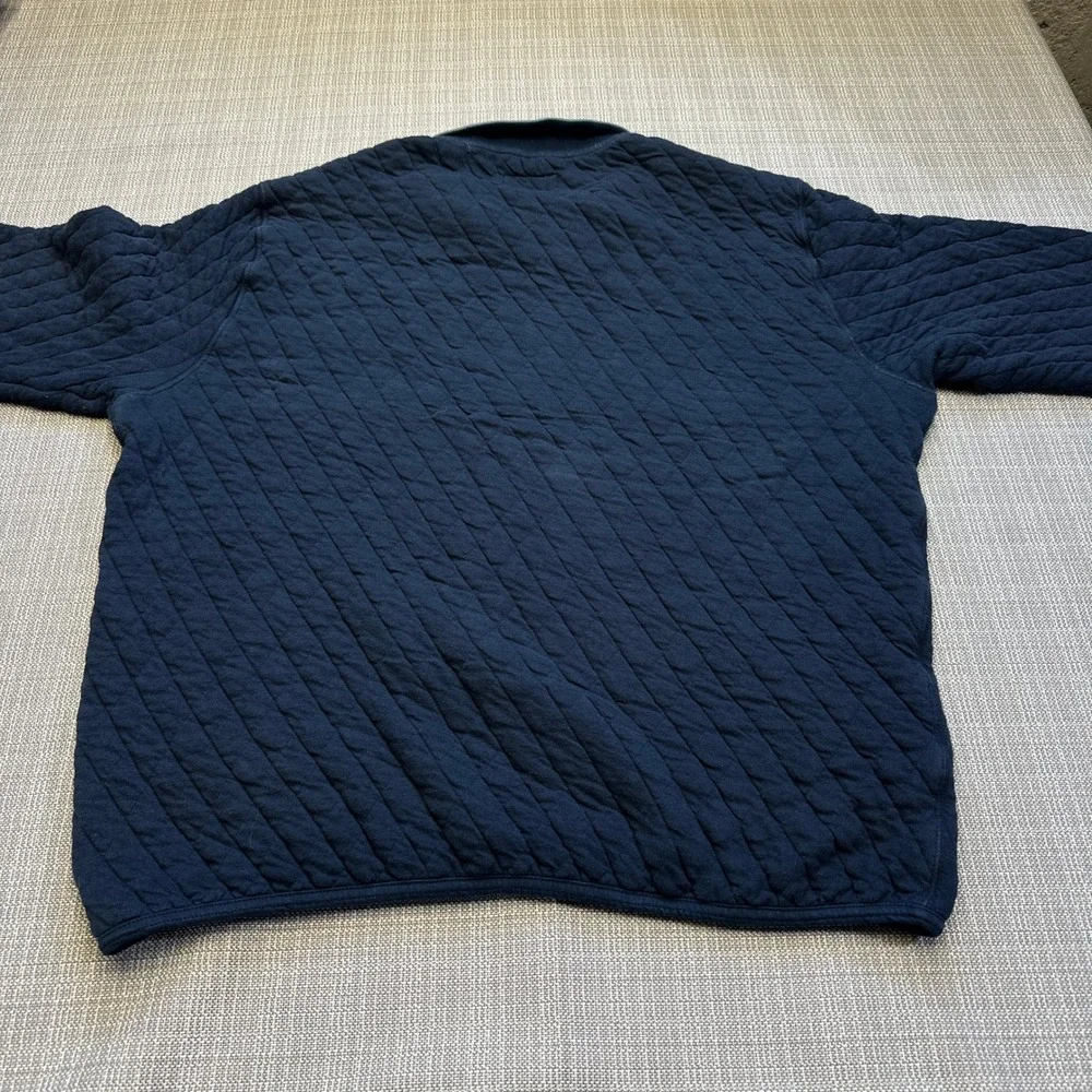 Wellen Quilted Quarter‎ Zip Pullover Mens XL Navy Blue Organic Outdoors *